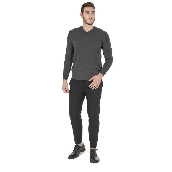 Crown of Edinburgh Cashmere VNeck Jumper Charcoal Slim Fit Men Dark gray - Picture 3 of 7